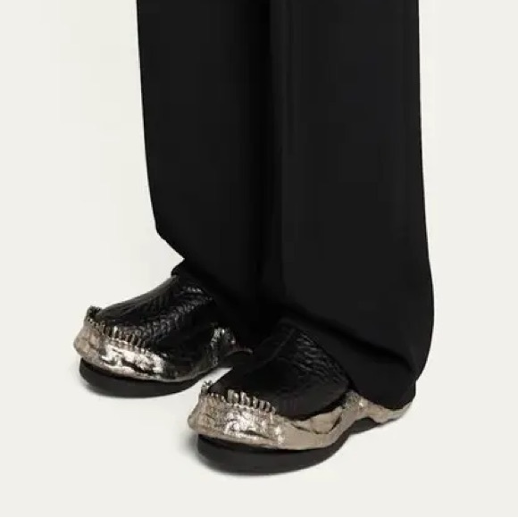 Alexander McQueen Other - Alexander Mcqueen Wave Metal Jaw Leather Mules